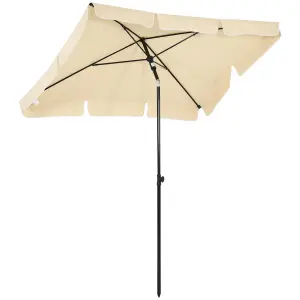 Outsunny Aluminium Sun Umbrella Parasol Patio Rectangular Tilt 2M x 1.3M Beige