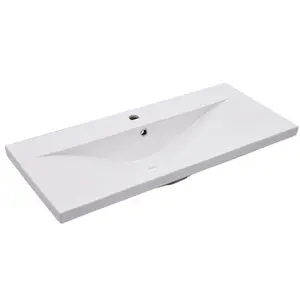 Belfry Bathroom Albrecht 910mm L x 395mm W Ceramic Rectangular Sink with Overflow White / 101mm W x 39.5mm D x 18.5mm H