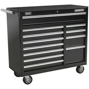 12 Drawer Black Portable Tool Chest with Locking Mobile Storage - 1050mm x 465mm x 1050mm