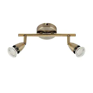 Luminosa Amalfi Adjustable 2 Light Spotlight Antique Brass, GU10