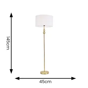 ValueLights Marissa Gold Stacked Ball Floor Lamp with White Drum Shade - LED Bulb Included