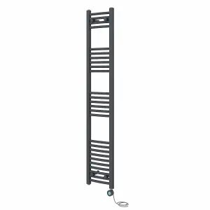 Rinse Bathrooms Smart WiFi Thermostatic Electric Bathroom Curved Heated Towel Rail Radiator with Timer 1600x300mm - Anthracite