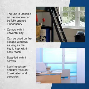 UAP Window Restrictor with Key - Window Safety Locks - 20cm Cable - All Types of Windows - 2 Locks -White - White Cable