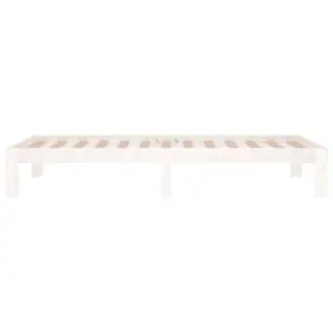 Berkfield Bed Frame White Solid Wood 90x190 cm Single