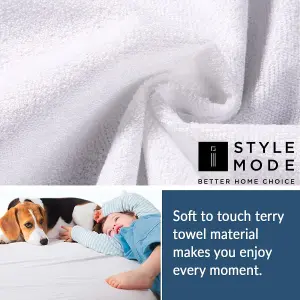 Single Elastic Fitted Terry Mattress Protector, Mattress Cover Stretches up to 30cm Deep, Machine Washable Mattress Topper