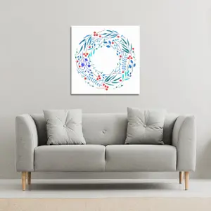 Blue Decorative Reath (Canvas Print) / 101 x 101 x 4cm