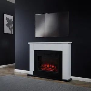 Suncrest Ryedale Black & white MDF & stainless steel Freestanding Electric fire suite