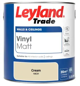 Leyland Trade Vinyl Matt Walls & Ceilings Emulsion Paint Cream (10C31) 2.5L