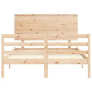 Berkfield Bed Frame with Headboard Small Double Solid Wood