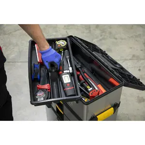 Versatile Portable Steel Tool Chest with Wheels and Multiple Compartments