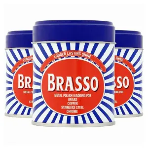 3 x Brasso Metal Polish Wadding 75g For Brass Copper Stainless Steel & Chrome