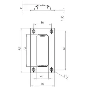 AFIT Black Rectangular Flush Cabinet Door Pull 75mm