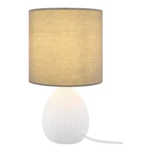 White & Grey Ceramic Fabric LED Table lamp