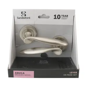 Sandleford Aquila Door Handle Lever On Rose Set - Brushed Nickel