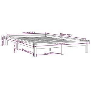 Berkfield Bed Frame White 160x200 cm Solid Wood Pine