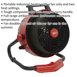 2400W Industrial Fan Heater - Fan Only Mode - Two Heat Settings - Portable