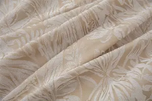 Chenille Jacquard Lined Pencil Pleat Curtains 168x229cm Cream