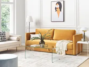 Beliani Modern Sofa Bed EKSJO Mustard Velvet