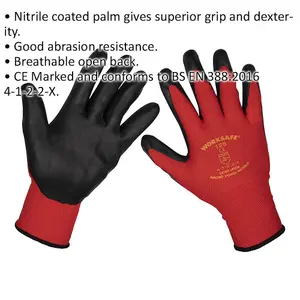 PAIR Flexible Nitrile Foam Palm Gloves - XL - Abrasion Resistant Protection