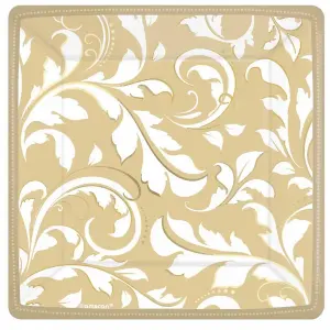 Amscan Square Party Plates (Pack of 8) Gold (One Size)