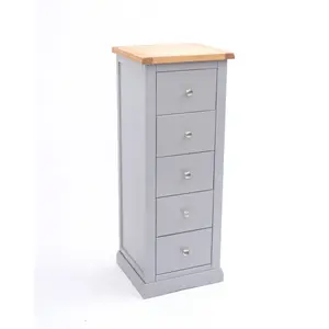 Rocca 5 Drawer Narrow Chest of Drawers Chrome Knob