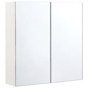 Bathroom Wall Mounted Mirror Cabinet 60 x 60 cm White NAVARRA