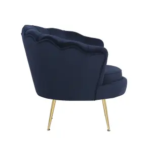 Velvet Navy Blue Daisy Accent Chair