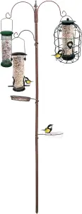 DIVCHI Bird Feeder With 2 Dishes, Bird Feeders Hanging Station, Bird Feeder Pole, Bird Feeding Station