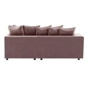 Brooklyn Plush Velvet 3 to 4 Seater L Shaped Corner Sofa Foam Pink Right Hand Facing