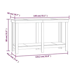 Berkfield Work Bench Honey Brown 140x50x80 cm Solid Wood Pine