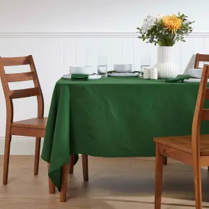 Homescapes Plain Cotton Dark Green Tablecloth 178 cm Round