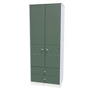 Toledo 2 Door 2 Drawer Wardrobe in Labrador Green & White (Ready Assembled)