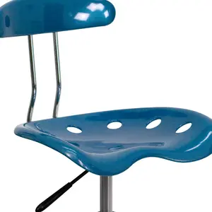 Adjustable Swivel Chair for Desk and Office with Tractor Seat Bright Blue