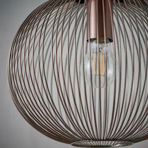 Hanging Ceiling Pendant Light ANTIQUE COPPER WIRE Round Shade Modern Lamp Bulb