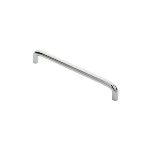 2x Round D Bar Cabinet Pull Handle 170 x 10mm 160mm Fixing Centres Chrome