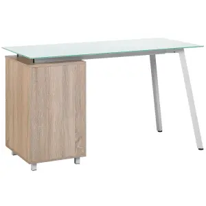 Home Office Desk with Storage White MONTEVIDEO