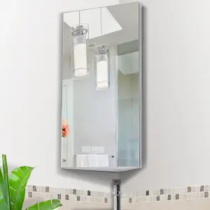 HOMCOM Bathroom Corner Wall Mirror Storage Cabinet Cupboard Stainless Steel