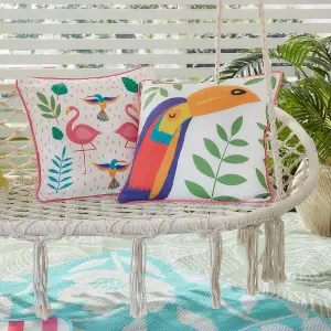 Tropical Flamingo Outdoor/Indoor Water & UV Resistant Filled Cushion