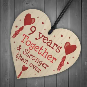 9th Anniversary Gift Wood Heart Perfect Gift For Husband And Wife Him Her Keepsake