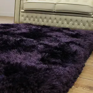 Purple Handmade , Luxurious , Modern , Plain , Shaggy , Sparkle Easy to Clean Rug for Living Room, Bedroom - 160cm X 230cm