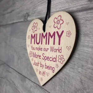 Red Ocean Mothers Day Gift For Mummy Wooden Heart Sign Keepsake Mummy Birthday Gifts For Her