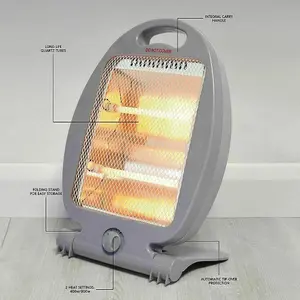 MantraRaj Quartz Electric Heater For Home Office 800W Portable Halogen Free Standing 2 Heat Settings Room Heaters