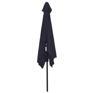 SunDaze 2x3M Rectangular Black Garden Parasol Outdoor Patio Umbrella, Base Weights & Weather Protective Cover