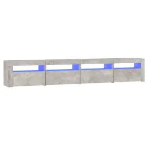 Berkfield TV Cabinet with LED Lights Concrete Grey 240x35x40 cm