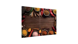 ALLboards Glass Chopping Board SPICES ORIENTAL Wood Plank 2 Set 52x30cm Cutting Board Splashback Worktop Saver