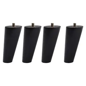 Set of 4 Black Round Sloping Wooden Furniture Legs Table Legs H 10 cm