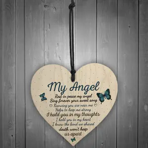 Red Ocean Dad Mum Nan Graveside Memorial Remembrance Wooden Heart Grave Plaque Cemetery Garden Sign