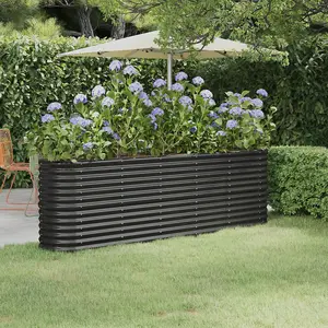 Berkfield Garden Planter Powder-coated Steel 224x40x68 cm Anthracite