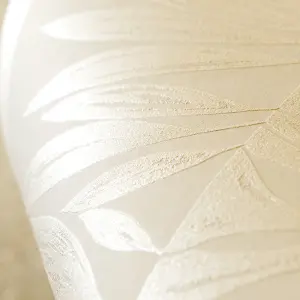 Galerie Slow Living Sand Gold Passion Leaf Stripe 3D Embossed Glitter Wallpaper Roll