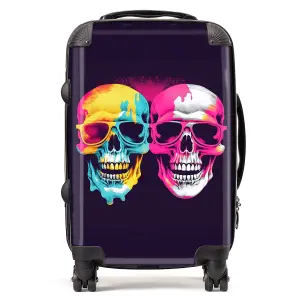 Pinks And Blue Happy Skeletons Suitcase - Cabin